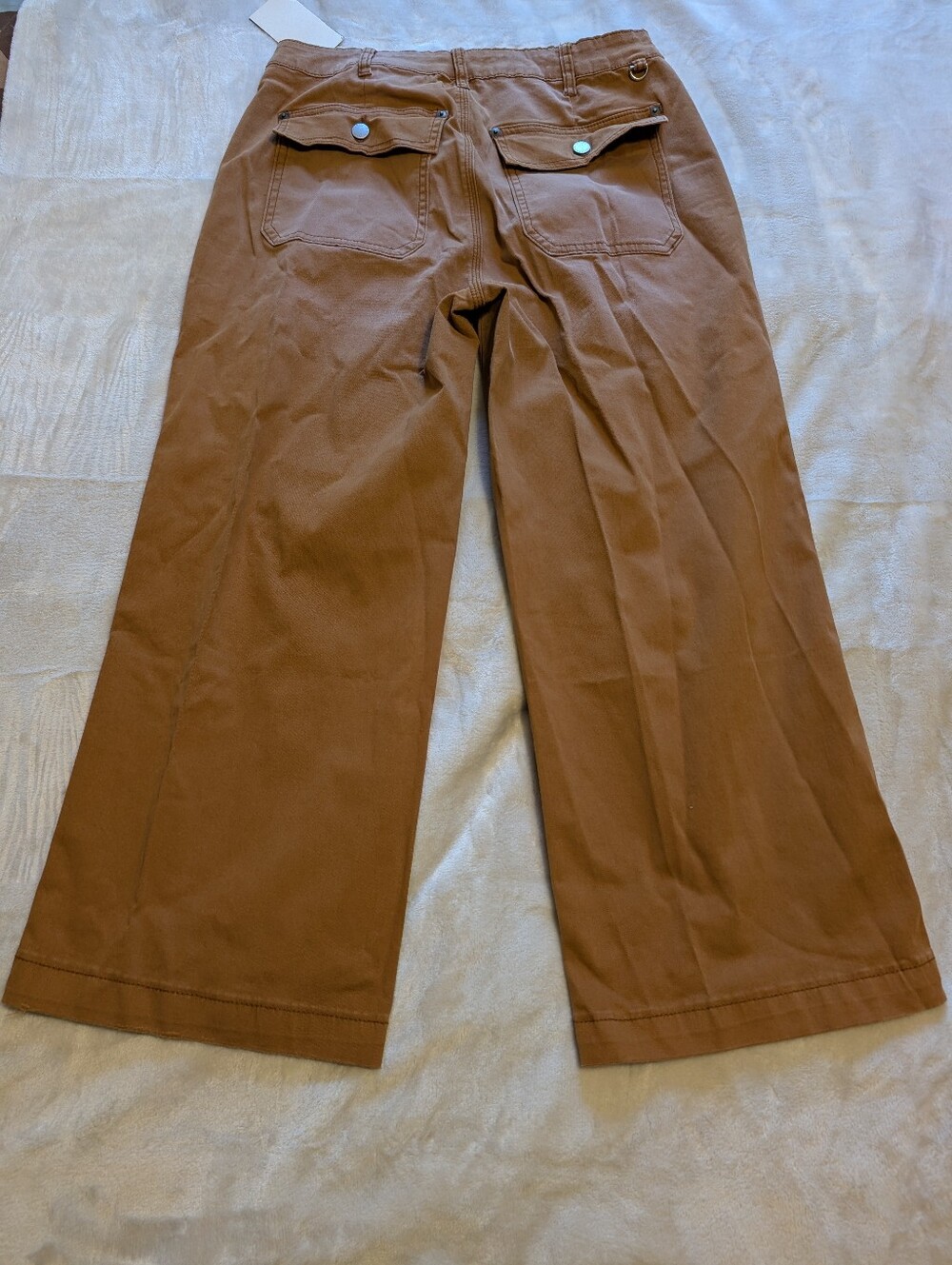 Flamingals Midwaist Wide Leg Cropped Pants Raw Hem NWT Women's Large - Picture 8 of 10
